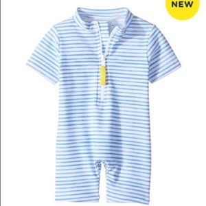 COPY - Isla baby sun suit blue white stripes 3-6 6-12m